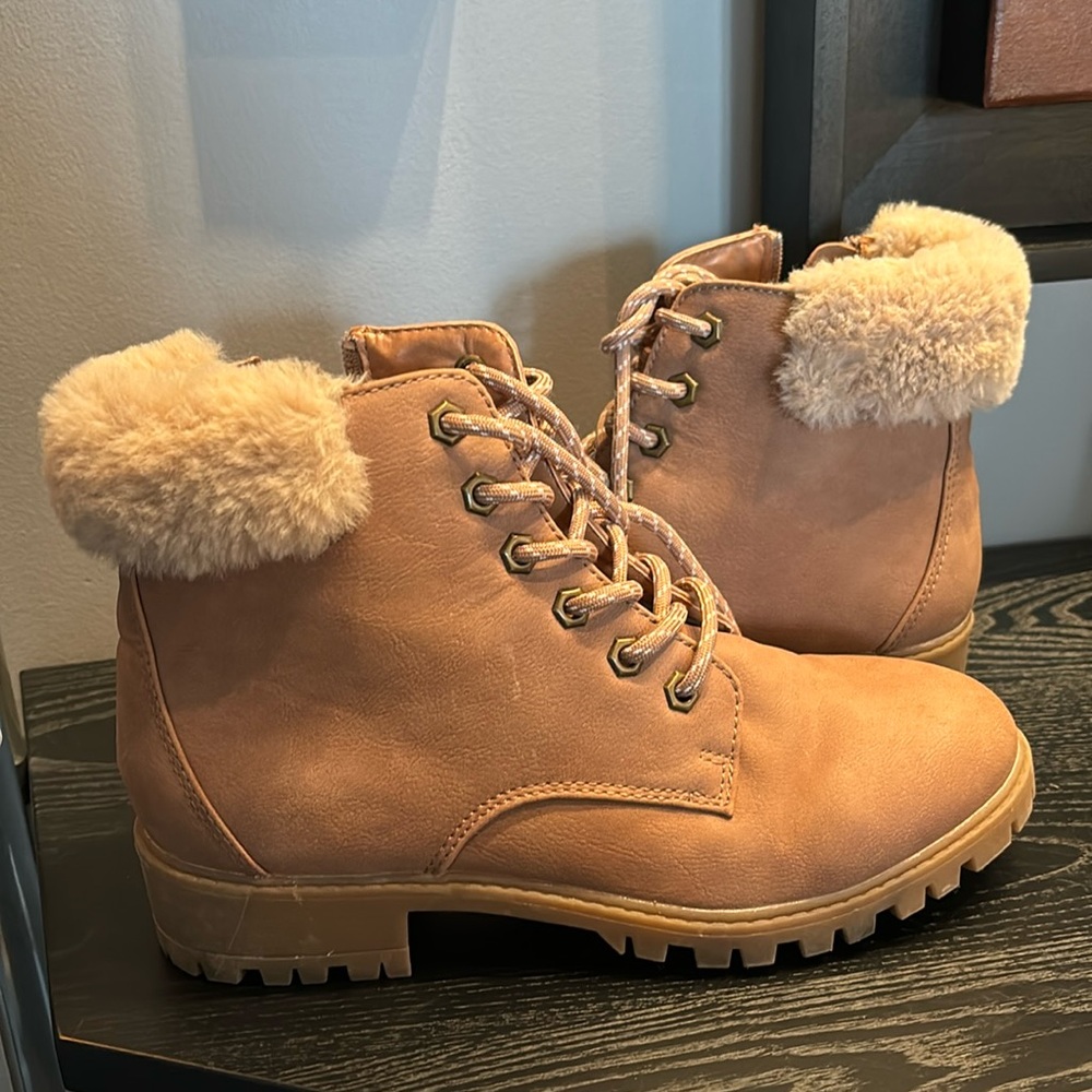 Madden Girl Ankle Boots Tan Faux Fur